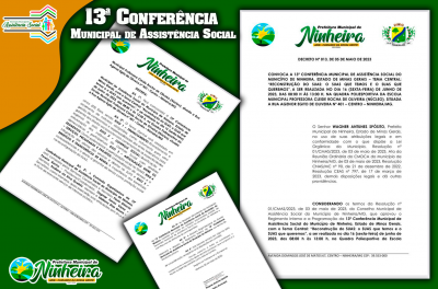 13ª Conferência Municipal de Assistência Social será realizada em Ninheira.