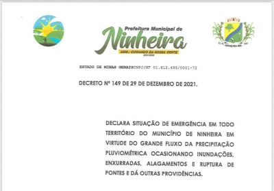 DECRETO Nº149 DE 29 DE DEZEMBRO DE 2021