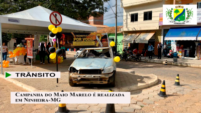 Campanha do Maio Amarelo está sendo desenvolvida em Ninheira com orientações e prevenção de acidentes no trânsito.