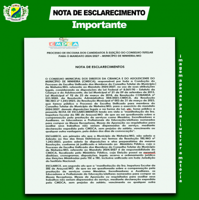 Conselho Municipal dos Direitos da Criança e do Adolescente do Município de Ninheira emite noda de esclarecimento.